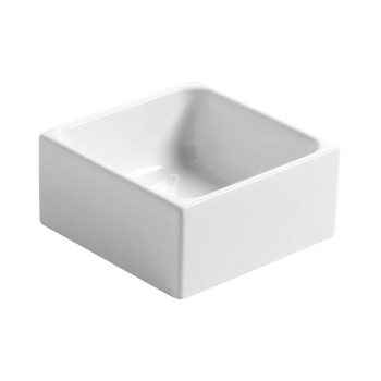 Lavabo della serie Lavabi D'arredo appoggio salvaspazio 25x25 quadrato in ceramica bianco lucido