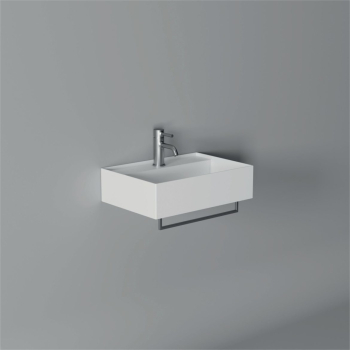 Lavabo Hide appoggio cm. 50x35 rettangolare in ceramica bianco di Ceramica Alice