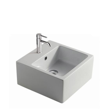 Lavabo Plus Design sospeso/appoggio salvaspazio cm. 40x40 quadrato bianco di Ceramica Galassia