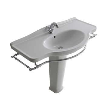 Lavabo Ethos sospeso/su colonna o su mobile cm. 110x52 monoforo bianco di Ceramica Galassia
