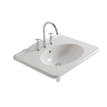 Lavabo Paestum sospeso/su struttura cm. 75x55 particolare in ceramica bianco lucido di Ceramica Globo