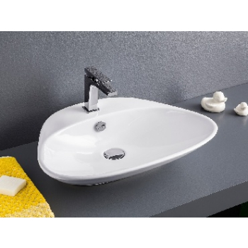 Lavabo da appoggio Plettro Quadro monoforo cm 59x45 di Art Ceram