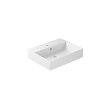 Lavabo Plus Design sospeso/appoggio cm. 60x48 rettangolare bianco di Ceramica Galassia