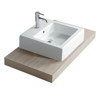 Lavabo Plus Design sospeso/appoggio 48x48 quadrato in ceramica bianco senza foro di Ceramica Galassia