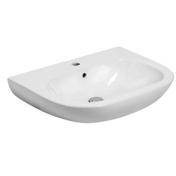 Lavabo Pratica sospeso/su colonna 64,5x48 tondo monoforo in ceramica bianco lucido di Ceramica Azzurra