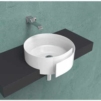 Lavabo Roll semincasso salvaspazio 44 tondo in ceramica bianco lucido di Ceramica Flaminia