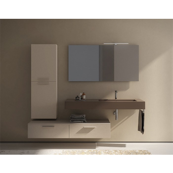 Lavabo sospeso o su mobile con vasca a destra Incantho cm 136x51 di Ceramica Globo