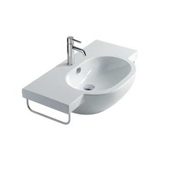 Lavabo M2 sospeso/su colonna cm. 850x48 rettangolare bianco lucido di Ceramica Galassia