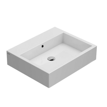 Lavabo Stone appoggio/sospeso cm. 60x50 rettangolare in ceramica bianco lucido di Ceramica Globo