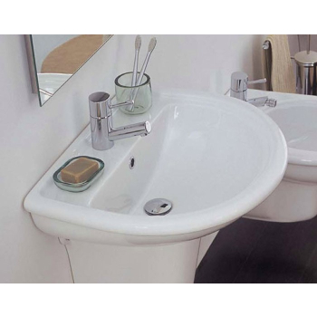 Lavabo Elios su colonna 68x53 semicircolare in ceramica bianco lucido di Ceramica Azzurra