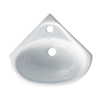 Lavabo ad angolo Sleepy sospeso salvaspazio cm. 33x46,5 in ceramica bianco lucido di Ceramica Alice