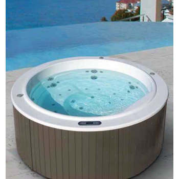 Minipiscina Round205 idromassaggio cm. 205x205 con pannelli effetto legno di Tamanaco