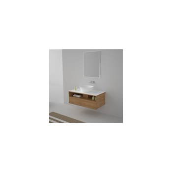 Mobile Londra sospeso completo di specchiera cm. 100x55 marrone chiaro di Ceramica GSG