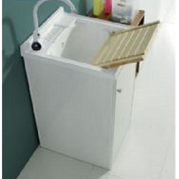 Mobile Josè a terra 45x50 ad un'anta con apertura a sinistra e lavatoio in polipropilene di Xilon