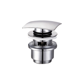 Piletta click clack per lavabo e bidet con troppo pieno e in ottone cromo