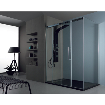 Porta doccia 6PSC15 cm. 100 in cristallo 6 mm. trasparente con profilo cromato di Tamanaco