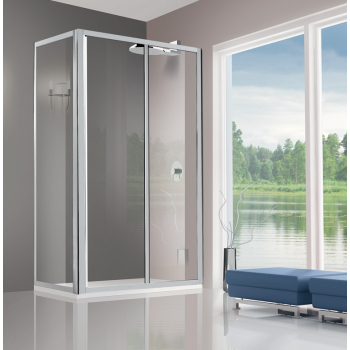 Porta doccia scorrevole Smeralda in cristallo 3 mm. trasparente cm. 120 con profilo bianco di Giava