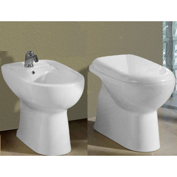 Sanitari Diana a terra cm. 56 con sedile in termoindurente di Ceramica Azzurra