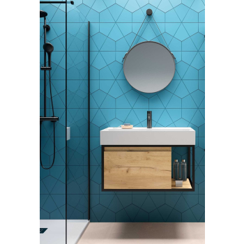 Mobile sospeso Vinci 80x46 con lavabo e specchio di Salgar