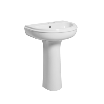 Lavabo Charme sospeso/su colonna cm. 70x51 monoforo in ceramica bianco lucido di Ceramica Azzurra