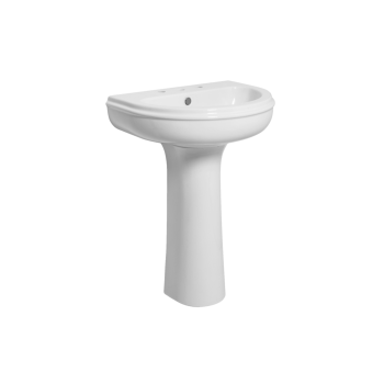 Lavabo Charme sospeso/su colonna cm. 70x51 tre fori in ceramica bianco lucido di Ceramica Azzurra