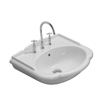 Lavabo Paestum sospeso/su colonna cm. 62x54 particolare in ceramica bianco lucido di Ceramica Globo