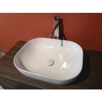 Lavabo ovale da appoggio Pois cm 51x39.5 senza foro per rubinetteria bianco