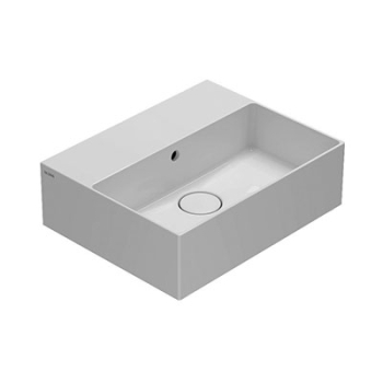 Lavabo T-edge sospeso/appoggio salvaspazio cm. 46x37 in ceramica bianco lucido di Ceramica Globo