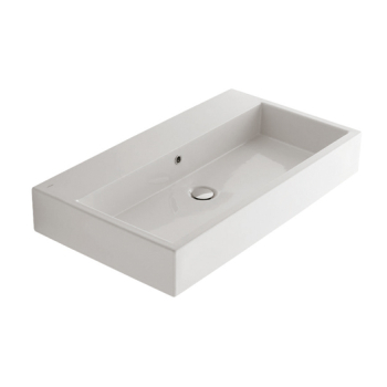 Lavabo Stone appoggio/sospeso cm. 90x50 rettangolare in ceramica bianco lucido di Ceramica Globo