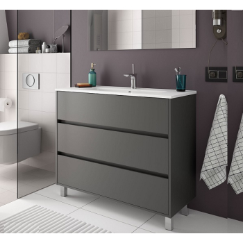 Mobile a terra Arenys cm. 100 con lavabo grigio opaco di Salgar